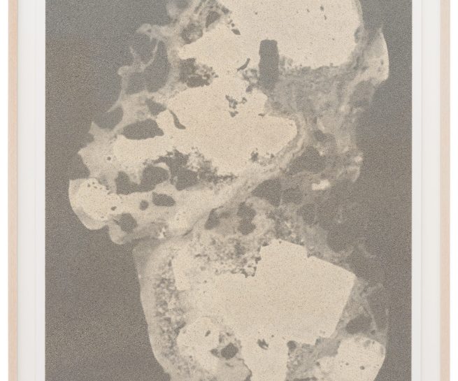 Installation view of 'FragmentHSD (Edition)' by Jeewi Lee x Phillip C. Reiner in Handsiebdruckerei Editionen. "Fragment" represents a continuation of Jeewi Lee's engagement with sand as material, element, and concept, extending her investigation beyond the hyper-enlarged sculptural works into the realm of printmaking and edition art